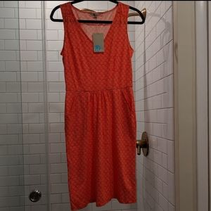 Boden Red & White Patterned Dress with Pockets NWT